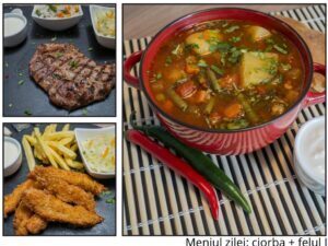 Meniul zilei snitel pui + ciorba